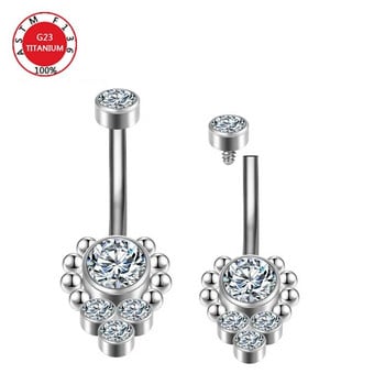 ASTM F136 Titanium Heart Polishing Belly Button Piercing Ring Girl Κοσμήματα Ομφαλός Καμπύλες Bead Bellybutton Barbell για γυναίκες Δώρο