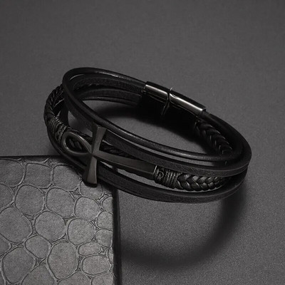 Μόδα Nordic Viking Totem βραχιόλι Ανδρικό δερμάτινο βραχιόλι με χαραγμένο Vintage κοσμήματα ποδηλάτης φυλαχτό Δώρο Pulseiras Masculina