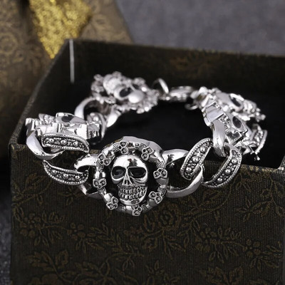 ZOSHI Silver Color Ανδρικό ατσάλι υψηλής ποιότητας Biker Man Skull charms Βραχιόλια αλυσίδα εργοστασιακή τιμή Βραχιόλια & βραχιόλια
