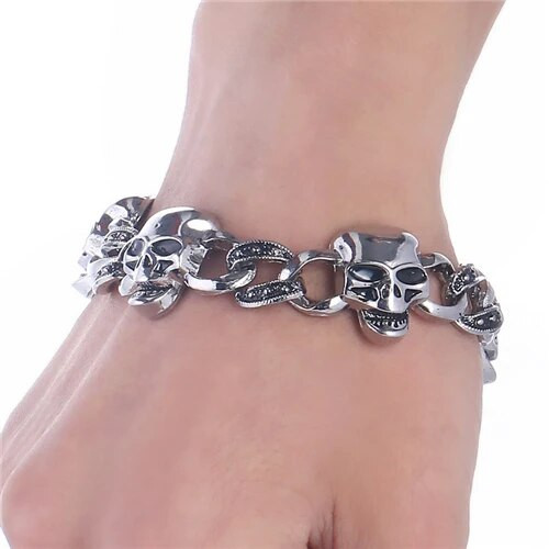 ZOSHI Silver Color Ανδρικό ατσάλι υψηλής ποιότητας Biker Man Skull charms Βραχιόλια αλυσίδα εργοστασιακή τιμή Βραχιόλια & βραχιόλια
