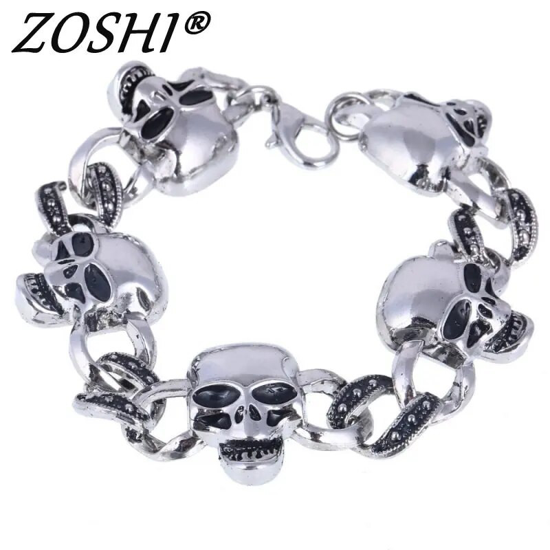 ZOSHI Silver Color Ανδρικό ατσάλι υψηλής ποιότητας Biker Man Skull charms Βραχιόλια αλυσίδα εργοστασιακή τιμή Βραχιόλια & βραχιόλια