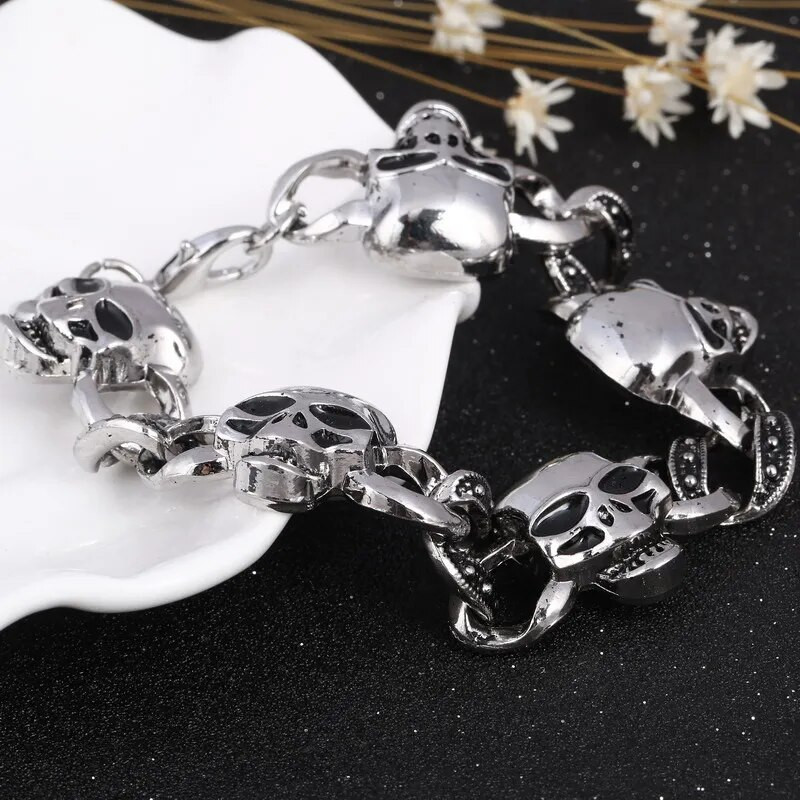 ZOSHI Silver Color Ανδρικό ατσάλι υψηλής ποιότητας Biker Man Skull charms Βραχιόλια αλυσίδα εργοστασιακή τιμή Βραχιόλια & βραχιόλια