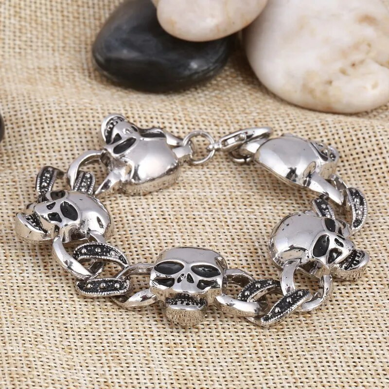 ZOSHI Silver Color Ανδρικό ατσάλι υψηλής ποιότητας Biker Man Skull charms Βραχιόλια αλυσίδα εργοστασιακή τιμή Βραχιόλια & βραχιόλια