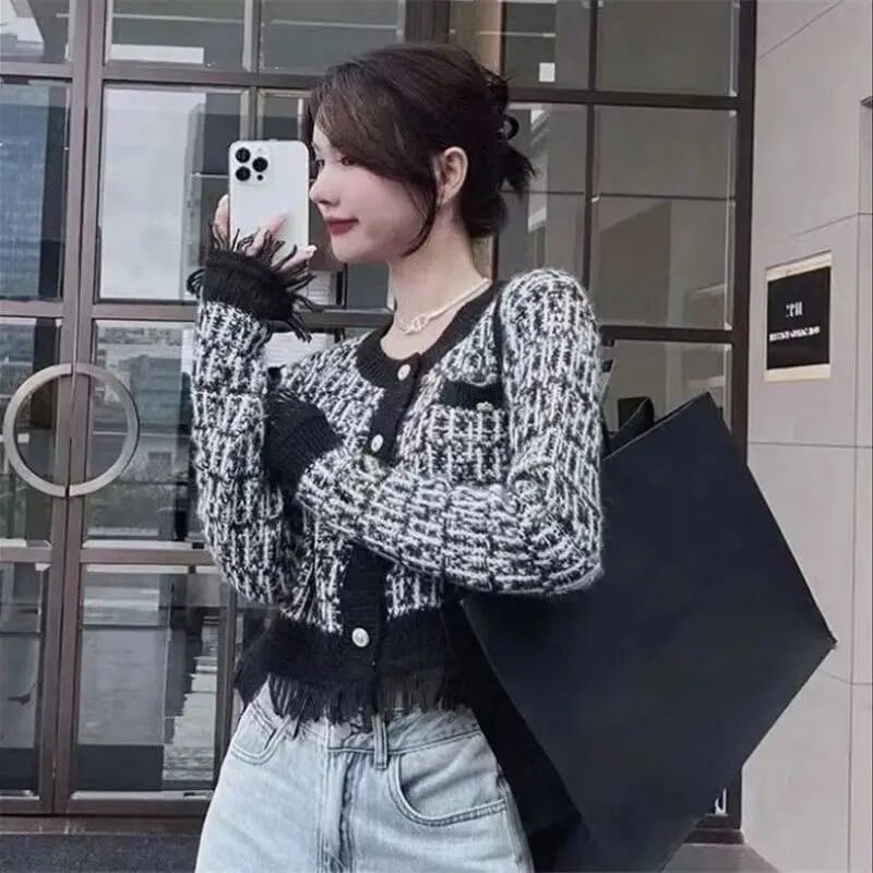 Ανοιξιάτικο φθινοπωρινό άρωμα Flowing Su Cardigan Γυναικείο λεπτό και απαλό στυλ, μαλακό μακρυμάνικο πλεκτό, φαρδύ κοντό μπλουζάκι