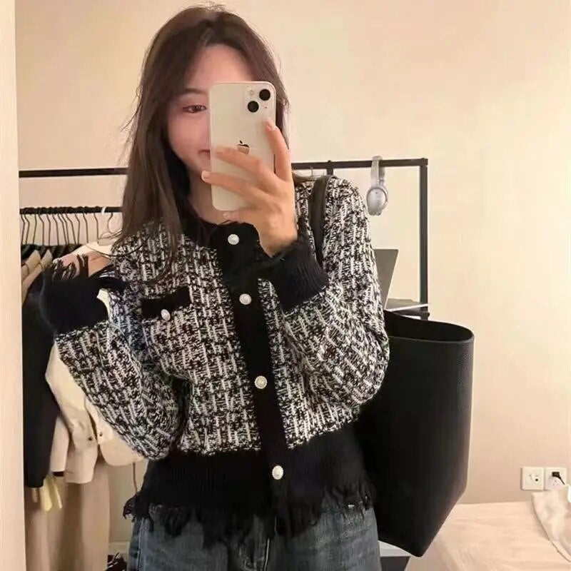 Ανοιξιάτικο φθινοπωρινό άρωμα Flowing Su Cardigan Γυναικείο λεπτό και απαλό στυλ, μαλακό μακρυμάνικο πλεκτό, φαρδύ κοντό μπλουζάκι