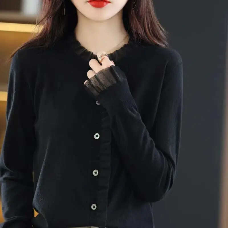 Madingas naujas megztinis megztinis moteriškas pavasario rudens korėjietiškas variantas laisvi viršutiniai drabužiai ploni ilgomis rankovėmis viršutinė apatinė trikotažas