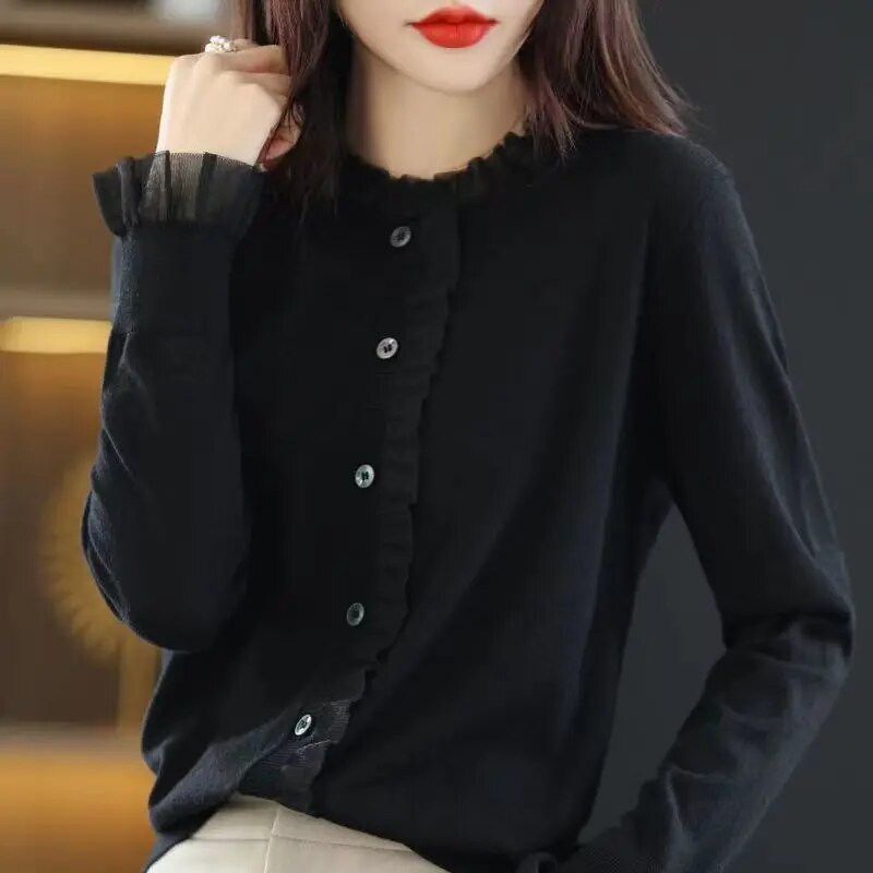 Madingas naujas megztinis megztinis moteriškas pavasario rudens korėjietiškas variantas laisvi viršutiniai drabužiai ploni ilgomis rankovėmis viršutinė apatinė trikotažas