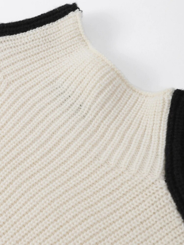 Sutartinės juostelės megztas megztinis, moteriškas megztinis, palaidas ilgomis rankovėmis, megztiniai su kaklu, moteriškas rudens žiemos laisvalaikio storas trikotažas