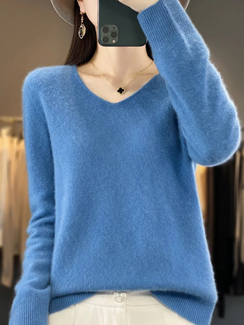 Γυναικεία Aliselect 2023 Μόδα Πουλόβερ 100% Μαλλί Merino Μακρυμάνικο με λαιμόκοψη Βασικά φθινοπωρινά χειμερινά ρούχα Πλεκτά μπλουζάκια