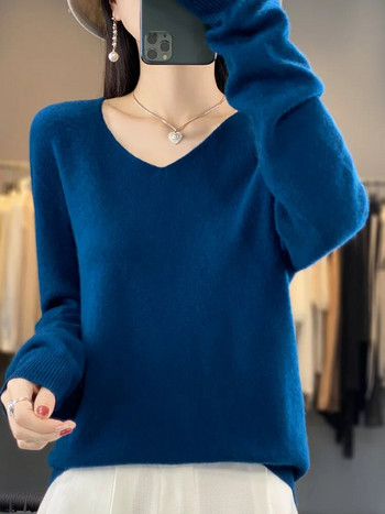 Γυναικεία Aliselect 2023 Μόδα Πουλόβερ 100% Μαλλί Merino Μακρυμάνικο με λαιμόκοψη Βασικά φθινοπωρινά χειμερινά ρούχα Πλεκτά μπλουζάκια