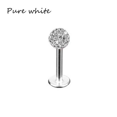 1x 4mm din oțel inoxidabil minge de cristal de lux lip stud tragus cercei bar body piercing cadou 1,2 mm grosime promoție