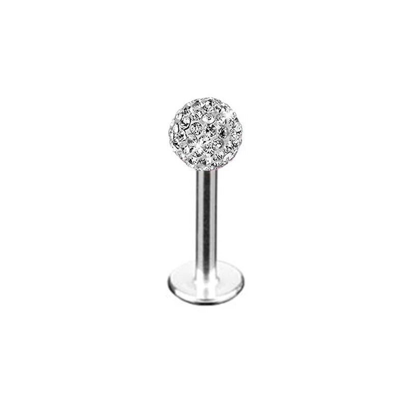 1x 4mm din oțel inoxidabil minge de cristal de lux lip stud tragus cercei bar body piercing cadou 1,2 mm grosime promoție