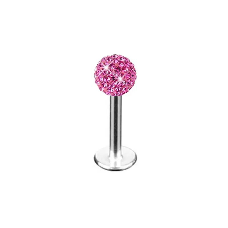 1x 4mm din oțel inoxidabil minge de cristal de lux lip stud tragus cercei bar body piercing cadou 1,2 mm grosime promoție
