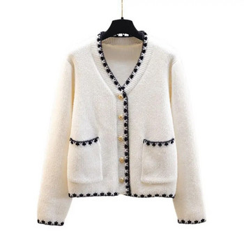 Xiaoxiangfeng Пуловер с имитация на норка имитация на руно Дамско свободно универсално мързеливо късо плетено жилетче Топ Модерен