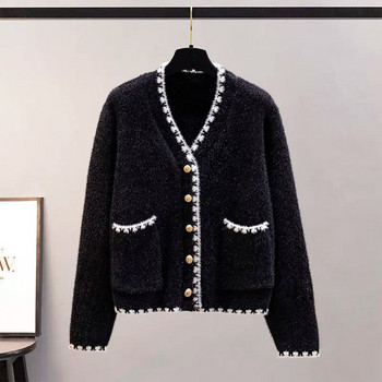 Xiaoxiangfeng Пуловер с имитация на норка имитация на руно Дамско свободно универсално мързеливо късо плетено жилетче Топ Модерен