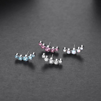 G23 Titanium Push in Labret Lip Piercing Opal άκρες χωρίς κλωστή Tragus Stud Cartilage Helix Lobe σκουλαρίκια για γυναίκες Κοσμήματα σώματος