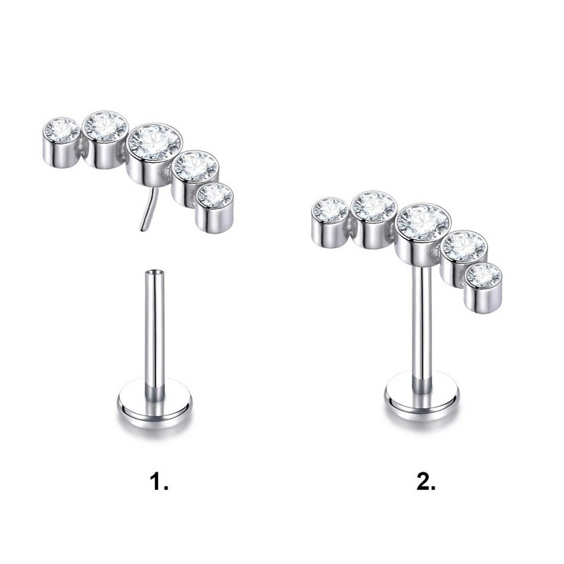 G23 Titanium Push in Labret Huuleaugustamine Opaal keermeta otsad Tragus Stud Cartilage Helix Lobe Kõrvarõngad Naistele Kehaehted