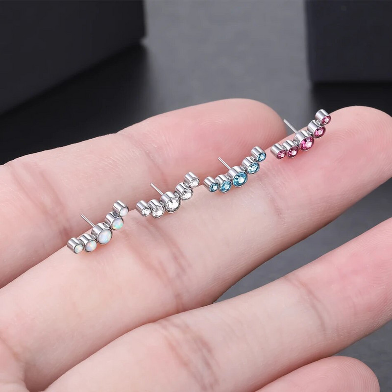 G23 Titanium Push in Labret Huuleaugustamine Opaal keermeta otsad Tragus Stud Cartilage Helix Lobe Kõrvarõngad Naistele Kehaehted