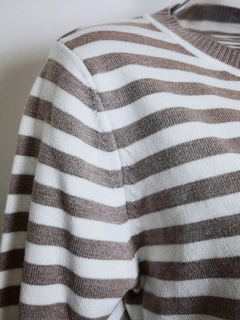 Wixra Γυναικείο πουλόβερ με ριγέ πλεκτό περιστασιακό πουλόβερ Κομψό πουλόβερ Φθινοπωρινό, Χειμώνα, Πλεκτά μπλουζάκια