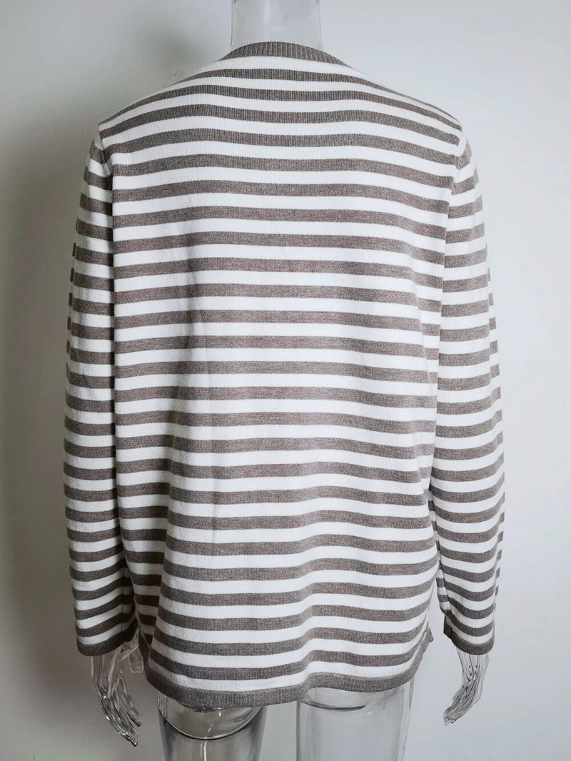 Wixra naiste O kaelusega triibuline kampsun, kootud vabaaja pullover Stiilne džemper Sügis, talv High Street Tops Kudumid