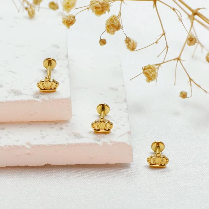 Tragus pīrsingu rotaslietas F136 titāna sakausējums 3D trīsdimensiju starpsienas kroņa spirāles raksta auskari un lūpu nagi 16g vairumtirdzniecība