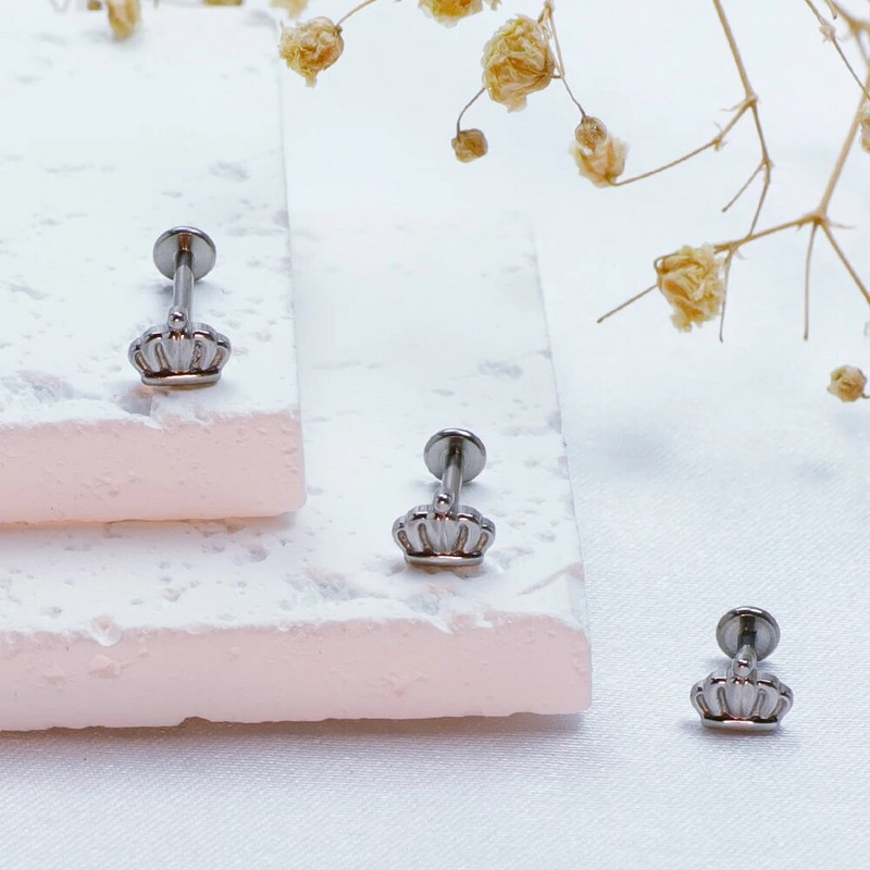 Tragus pīrsingu rotaslietas F136 titāna sakausējums 3D trīsdimensiju starpsienas kroņa spirāles raksta auskari un lūpu nagi 16g vairumtirdzniecība