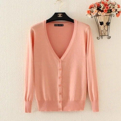 Sieviešu trikotāžas jaka 2023. gada pavasara rudens jaunais korejiešu variants, īss vienkrāsains džemperis ar garām piedurknēm, šauri pieguļoša maza jaka