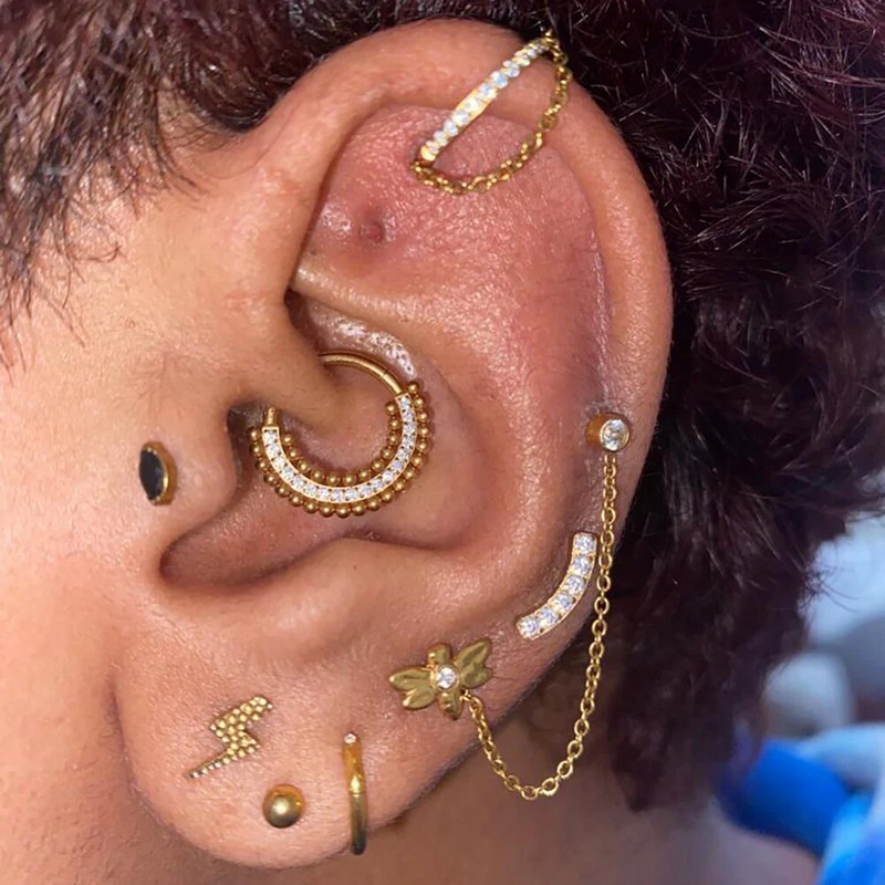 διαπεραστικός χόνδρος Δαχτυλίδι μύτης κρίκος με θηλή κοιλιακό τρύπημα G23 σκουλαρίκια με καρφιά ζιργκόν τιτανίου Κοσμήματα σώματος