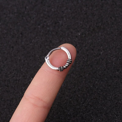 1Gb Vintage Sudraba Krāsa Maza Apļa Twist Skrimšļa Stīpas Auskari Eņģu Segmenta Klikšķināšanas Gredzens Deguns starpsienas Ausu Caurduršanas Rotaslietas