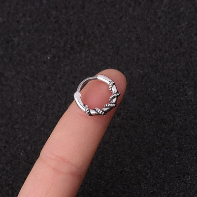 1Gb Vintage Sudraba Krāsa Maza Apļa Twist Skrimšļa Stīpas Auskari Eņģu Segmenta Klikšķināšanas Gredzens Deguns starpsienas Ausu Caurduršanas Rotaslietas