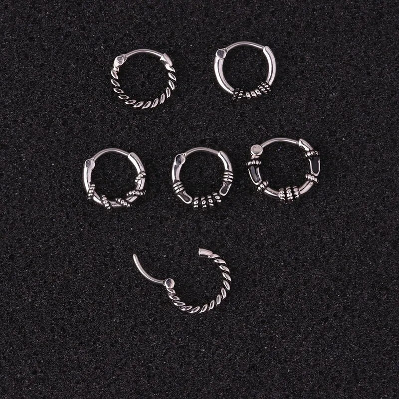 1Gb Vintage Sudraba Krāsa Maza Apļa Twist Skrimšļa Stīpas Auskari Eņģu Segmenta Klikšķināšanas Gredzens Deguns starpsienas Ausu Caurduršanas Rotaslietas