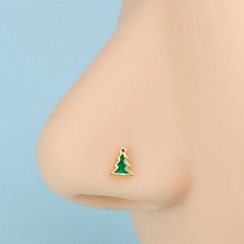 1бр Коледен подарък Шпилки за нос от хирургическа стомана за жени Момичета Костни бижута за пиърсинг на носа Коледни пръстени за нос на Дядо Коледа 2023 г.