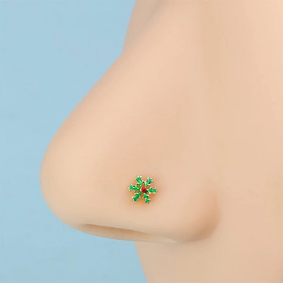 1pc Christmas Gift Surgical Steel Nose Studs for Women Girls Bone Nose Piercing Jewelry Christmas Santa Claus Nose Rings 2023