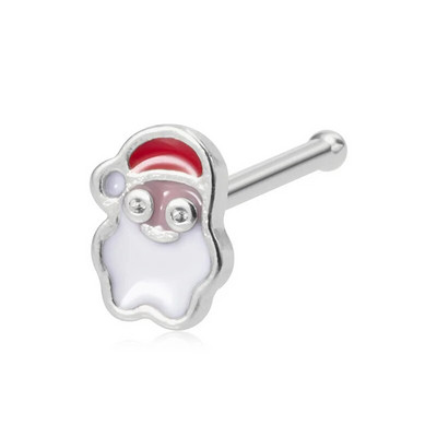 1gab Ziemassvētku dāvanu ķirurģiskas tērauda deguna kniedes sievietēm, kaula deguna pīrsings, rotaslietas, Ziemassvētku Ziemassvētku vecīša deguna gredzeni 2023