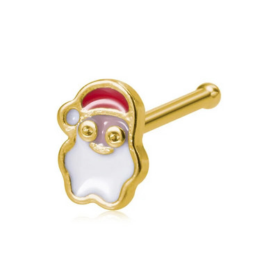 1gab Ziemassvētku dāvanu ķirurģiskas tērauda deguna kniedes sievietēm, kaula deguna pīrsings, rotaslietas, Ziemassvētku Ziemassvētku vecīša deguna gredzeni 2023