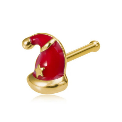 1gab Ziemassvētku dāvanu ķirurģiskas tērauda deguna kniedes sievietēm, kaula deguna pīrsings, rotaslietas, Ziemassvētku Ziemassvētku vecīša deguna gredzeni 2023