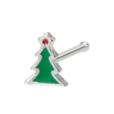 1gab Ziemassvētku dāvanu ķirurģiskas tērauda deguna kniedes sievietēm, kaula deguna pīrsings, rotaslietas, Ziemassvētku Ziemassvētku vecīša deguna gredzeni 2023