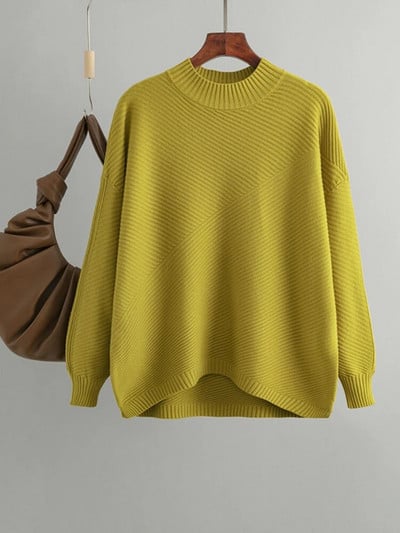 Modni ženski džemperi 2023. Nova jesen-zima Jednobojni korejski modni puloveri O-izrez Top s dugim rukavima Vintage pletena odjeća