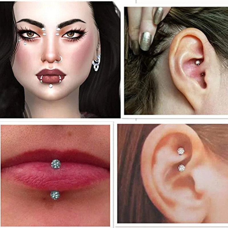 16G Forwards Helix Conch Rook Tragus Skrimšļa Auskari Vertikāli Pīrsingi Gredzeni Lūpu Larbet Studs Monroe Medusa Piercing