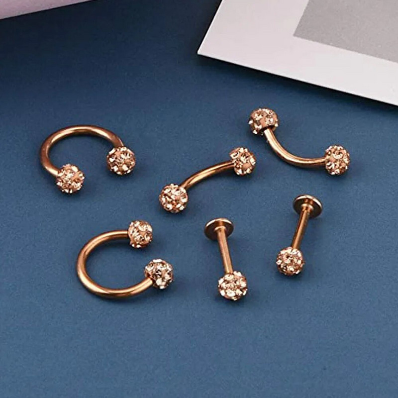 16G Forwards Helix Conch Rook Tragus Skrimšļa Auskari Vertikāli Pīrsingi Gredzeni Lūpu Larbet Studs Monroe Medusa Piercing