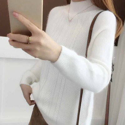 Γυναικείο πουλόβερ από κασμίρ Πλεκτό πουλόβερ με μισό ζιβάγκο Πλεκτά πουλόβερ Ζεστά πλεκτά Γυναικεία πουλόβερ Χειμερινά ρούχα Μασίφ casual τοπ