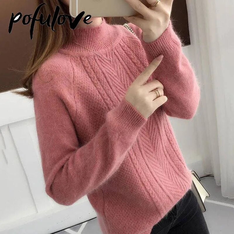 Γυναικείο πουλόβερ από κασμίρ Πλεκτό πουλόβερ με μισό ζιβάγκο Πλεκτά πουλόβερ Ζεστά πλεκτά Γυναικεία πουλόβερ Χειμερινά ρούχα Μασίφ casual τοπ