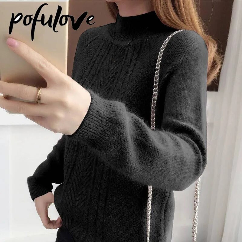 Γυναικείο πουλόβερ από κασμίρ Πλεκτό πουλόβερ με μισό ζιβάγκο Πλεκτά πουλόβερ Ζεστά πλεκτά Γυναικεία πουλόβερ Χειμερινά ρούχα Μασίφ casual τοπ