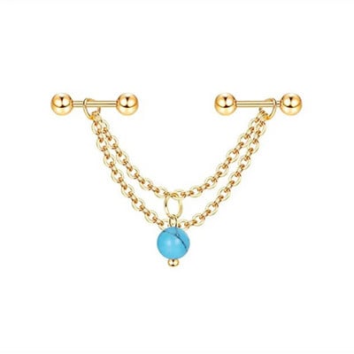 Βιομηχανικό σκουλαρίκι αλυσίδας Σκουλαρίκια με διπλό τρύπημα καρφωτό κρίκο με αλυσίδα σκουλαρίκια Helix piercing σκουλαρίκια χόνδρου Tragus Studs Lobe Jewelry