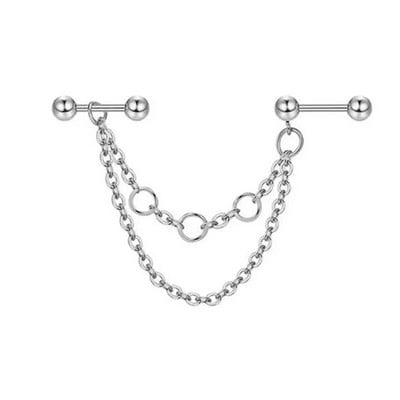 Βιομηχανικό σκουλαρίκι αλυσίδας Σκουλαρίκια με διπλό τρύπημα καρφωτό κρίκο με αλυσίδα σκουλαρίκια Helix piercing σκουλαρίκια χόνδρου Tragus Studs Lobe Jewelry