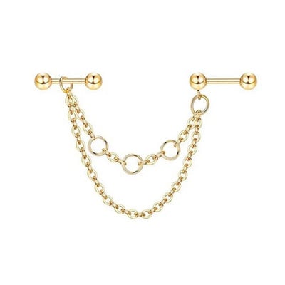 Βιομηχανικό σκουλαρίκι αλυσίδας Σκουλαρίκια με διπλό τρύπημα καρφωτό κρίκο με αλυσίδα σκουλαρίκια Helix piercing σκουλαρίκια χόνδρου Tragus Studs Lobe Jewelry