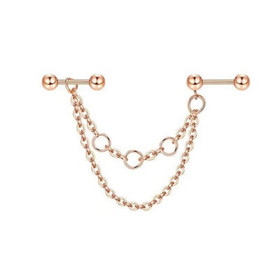 Βιομηχανικό σκουλαρίκι αλυσίδας Σκουλαρίκια με διπλό τρύπημα καρφωτό κρίκο με αλυσίδα σκουλαρίκια Helix piercing σκουλαρίκια χόνδρου Tragus Studs Lobe Jewelry