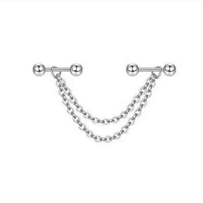 Βιομηχανικό σκουλαρίκι αλυσίδας Σκουλαρίκια με διπλό τρύπημα καρφωτό κρίκο με αλυσίδα σκουλαρίκια Helix piercing σκουλαρίκια χόνδρου Tragus Studs Lobe Jewelry