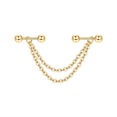 Βιομηχανικό σκουλαρίκι αλυσίδας Σκουλαρίκια με διπλό τρύπημα καρφωτό κρίκο με αλυσίδα σκουλαρίκια Helix piercing σκουλαρίκια χόνδρου Tragus Studs Lobe Jewelry