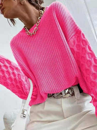 Madingas negabaritinis megztinis Moteriški žieminiai Nauji džemperiai ilgomis rankovėmis Moteriški megztiniai O formos iškirpte Trikotažo megztiniai Moteriški drabužiai